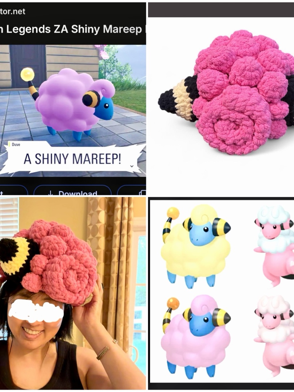 Pokemon Pink sheep crochet Hat
